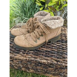 Ruff Hewn Brown Ankle Boots Bootie 7.5 sweater top wing tip distressed sole